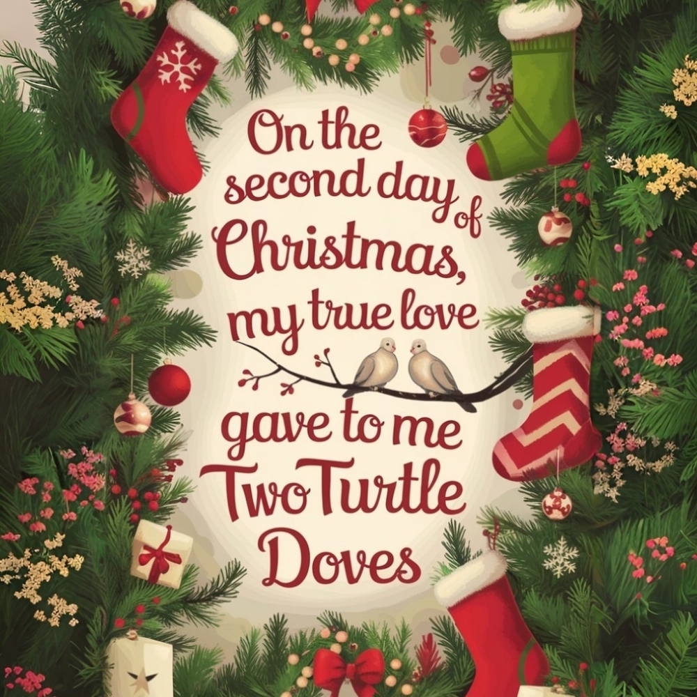 On the Second Day of Christmas In A Frame 8x10 Picture AI Print - Picture 2 of 3